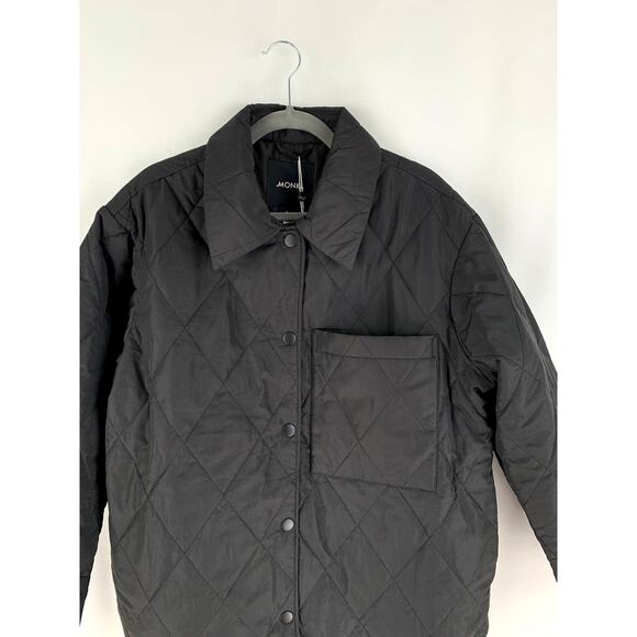 ASOS Monki Liv Quilted Jacket Womens Small Black New - Picture 5 of 11